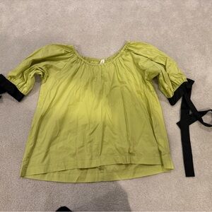 Women's Green Blouse with Black Accents